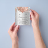 Birthday Silver roos Gold glitter ballons budget Flyer (Hand)