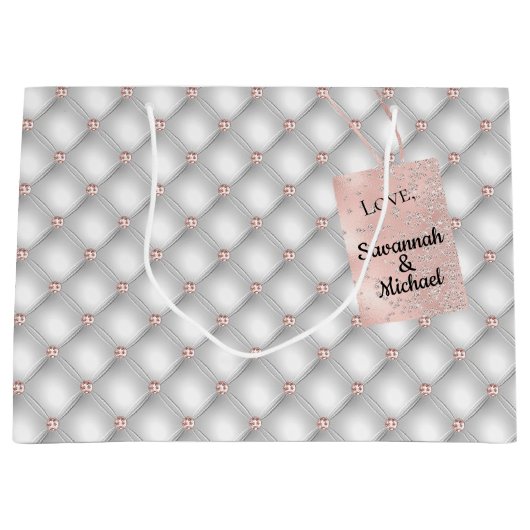 Birthday Silver roos Gold name glamoureus Groot Cadeauzakje (Voorkant)