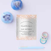 Birthday Silver roos Gold-uitnodiging Flyer (Enkel)