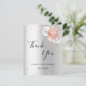 Birthday Silver roos gouden florale sparren Bedankkaart (Staand voorkant)