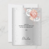 Birthday Silver roos gouden florale sparren Bedankkaart (Achterkant)