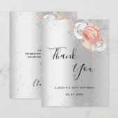 Birthday Silver roos gouden florale sparren Bedankkaart (Voorkant / Achterkant)