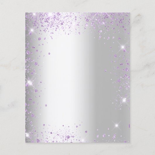 Birthday Silver violet glitter budget uitnodiging Flyer (Achterkant)