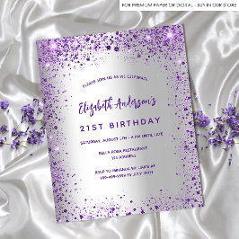 Birthday Silver Violet paarse budget uitnodiging