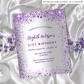 Birthday Silver Violet paarse budget uitnodiging Flyer