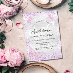 Birthday silver violet pink butterfly sparkles kaart<br><div class="desc">A modern,  elegant birthday invitation.  Faux silver looking background decorated with purple faux glitter sparkles,  pink butterflies and a silver butterfly as watermark. Personalize and add your names and wedding details. Black colored letters.</div>