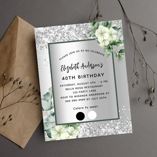 Birthday Silver White floral Aardpalette luxe Kaart
