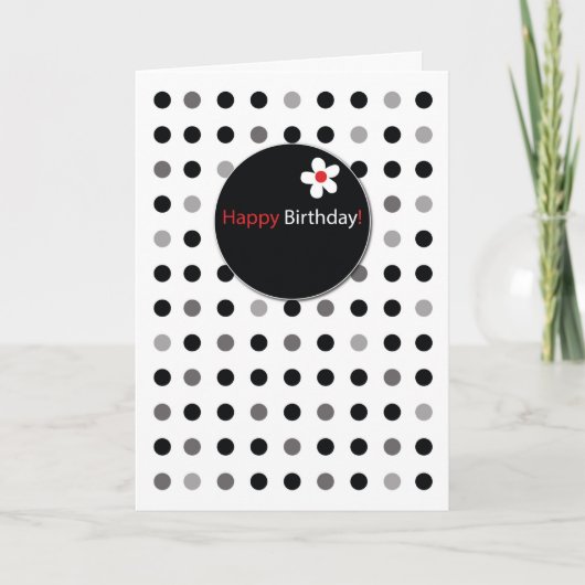 Birthday Simple Black Grey and Red Stippen Kaart (Voorkant)