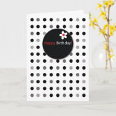 Birthday Simple Black Grey and Red Stippen Kaart (Gele Bloem)