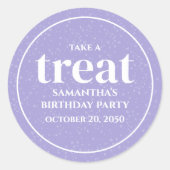 Birthday Simple Minimalist Modern Treat Paars Ronde Sticker (Voorkant)