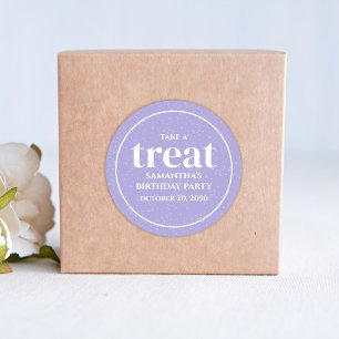 Birthday Simple Minimalist Modern Treat Paars Ronde Sticker