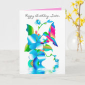 Birthday Sis, Hummingbird & Flowers Card Kaart (Gele Bloem)