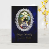 BIRTHDAY, SISTER, Antique Blue/White Vase, Flower Kaart (Gele Bloem)