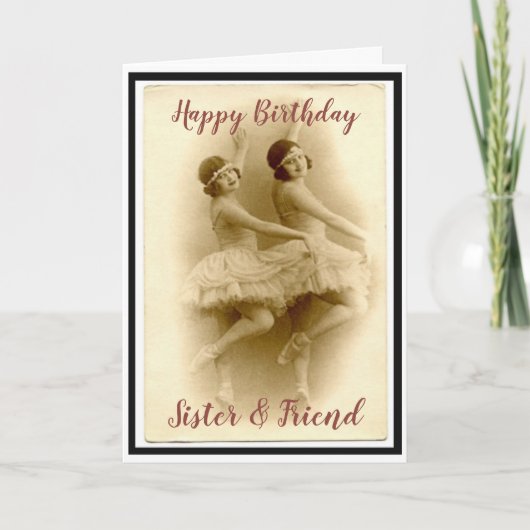 Birthday Sister & Friend Fun Vintage Ballerina Kaart (Voorkant)