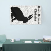 Birthday Sitting Rabbit Black Silhouette Stippen Spandoek (Beurs)