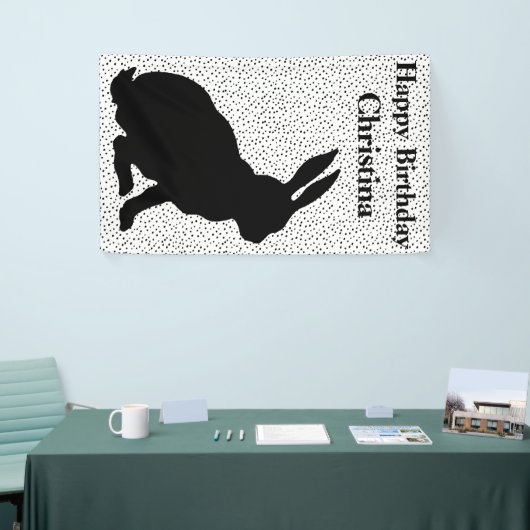 Birthday Sitting Rabbit Black Silhouette Stippen Spandoek (Beurs)