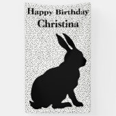 Birthday Sitting Rabbit Black Silhouette Stippen Spandoek (Verticaal)