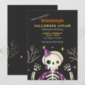 Birthday Skeleton Halloween Party Invitation Kaart (Voorkant / Achterkant)