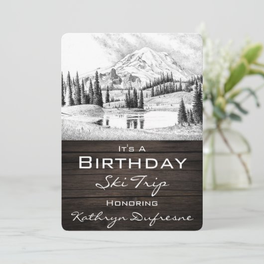 Birthday Ski Trip Kaart (Staand voorkant)