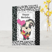 Birthday Skunk wenskaart Kaart (Gele Bloem)