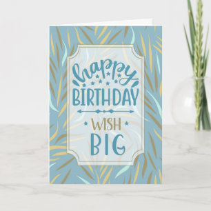 Birthday Sky Blue Botanical met bruine tafels Kaart
