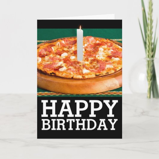 BIRTHDAY SLICE OF PEPPERONI PIZZA CANDLE KAART (Voorkant)