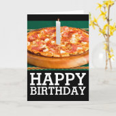 BIRTHDAY SLICE OF PEPPERONI PIZZA CANDLE KAART (Gele Bloem)