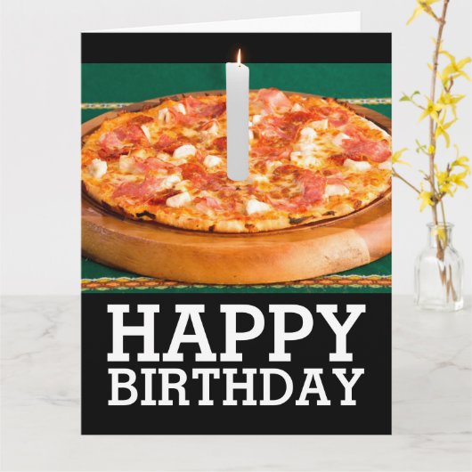 BIRTHDAY SLICE OF PIZZA with CANDLE OVERSIZED KAAR Kaart (Gele Bloem)