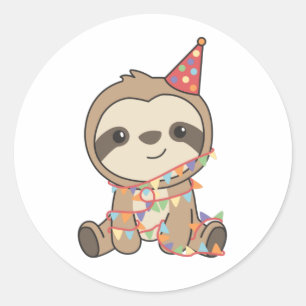 Birthday Sloth for Children a Birthday Classic Rou Ronde Sticker