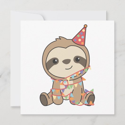 Birthday Sloth for Children a Birthday Holiday Car Feestdagenkaart (Voorkant)