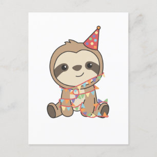 Birthday Sloth for Children a Birthday Holiday Pos Feestdagenkaart