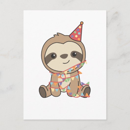 Birthday Sloth for Children a Birthday Holiday Pos Feestdagenkaart (Voorkant)