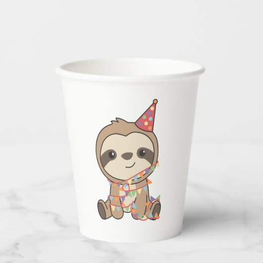 Birthday Sloth for Children a Birthday Papieren Bekers (Voorkant)