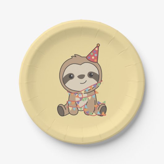 Birthday Sloth for Children a Birthday Papieren Bordje (Voorkant)