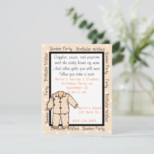 Birthday Slumber Party Invitation Kaart (Staand voorkant)