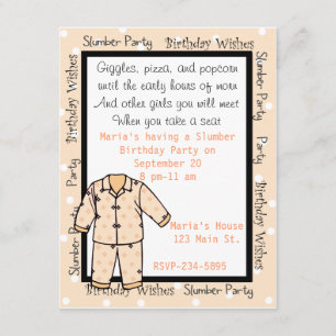Birthday Slumber Party Invitation Kaart