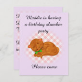 'Birthday Slumber Party' met 'Cute Sleeping Kitten Kaart (Voorkant / Achterkant)