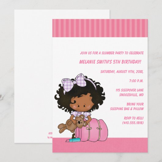 Birthday & Slumber Party Uitnodigingen (Voorkant / Achterkant)