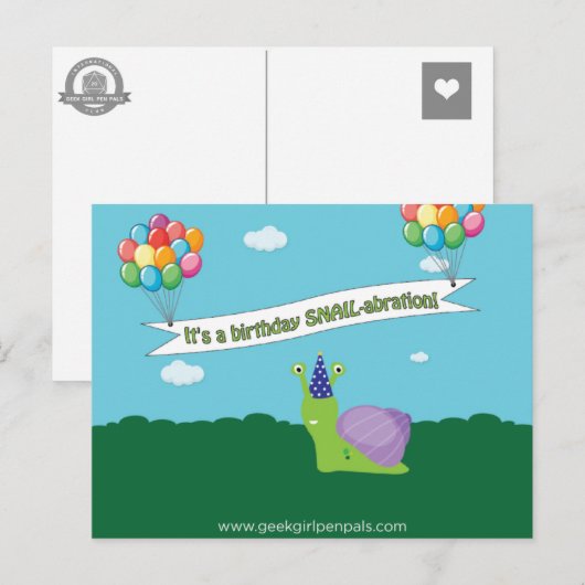 Birthday Snail Pun Briefkaart (Voorkant / Achterkant)