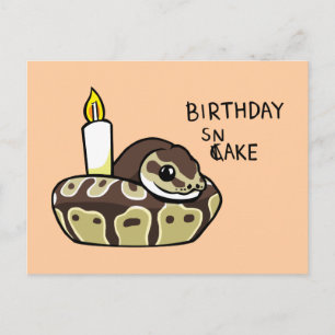 Birthday Snake Cute Ball Python Drawing Postcard Briefkaart