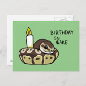 Birthday Snake Cute Ball Python Drawing Postcard Briefkaart (Voorkant / Achterkant)