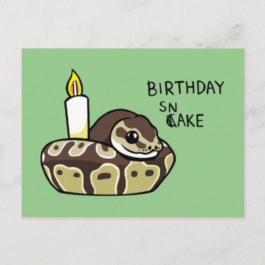 Birthday Snake Cute Ball Python Drawing Postcard Briefkaart (Voorkant)