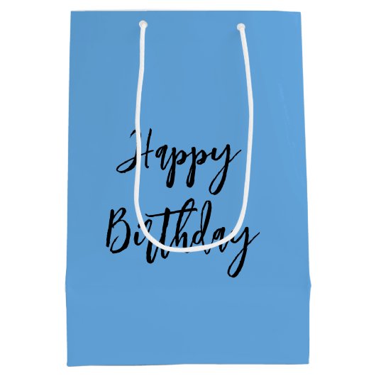 Birthday Snowman Holding a White Daisy Medium Cadeauzakje (Achterkant)