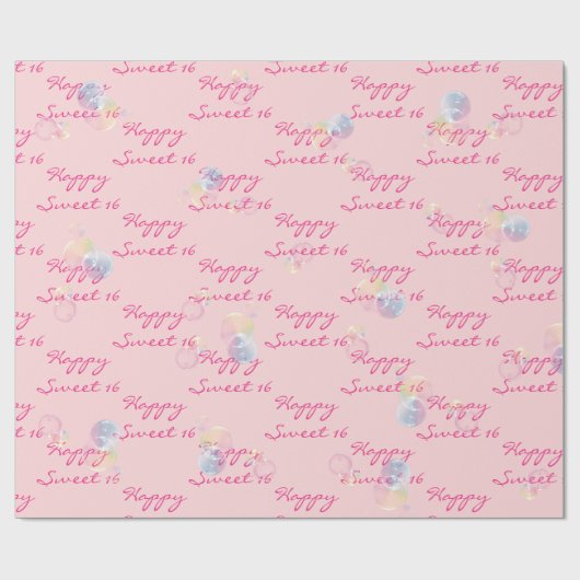 Birthday Soap Bubbles Sweet 16 Cadeaupapier (Vlak)
