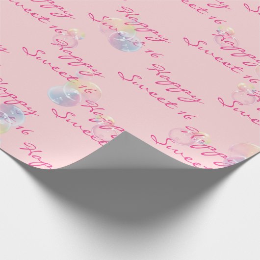 Birthday Soap Bubbles Sweet 16 Cadeaupapier (Hoek)