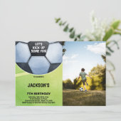 Birthday Soccer Invitations with foto Kaart (Staand voorkant)