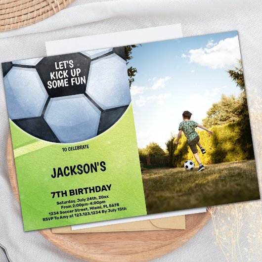 Birthday Soccer Invitations with foto Kaart