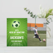 Birthday Soccer Invitations with foto Kaart (Staand voorkant)