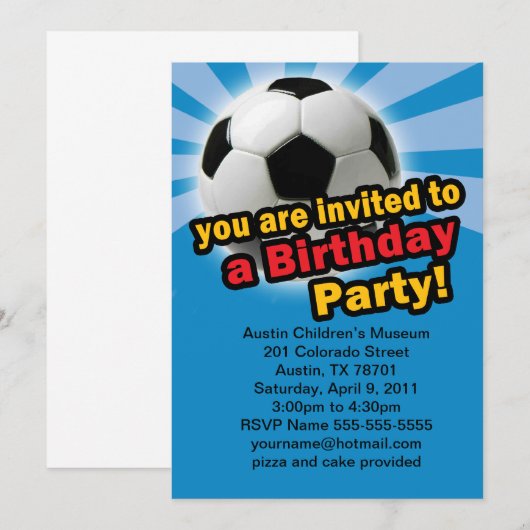 Birthday Soccer Uitnodiging (Voorkant / Achterkant)