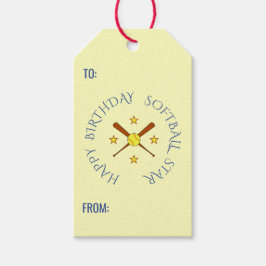 Birthday softball aangepaste tekstcrème blauw cadeaulabel